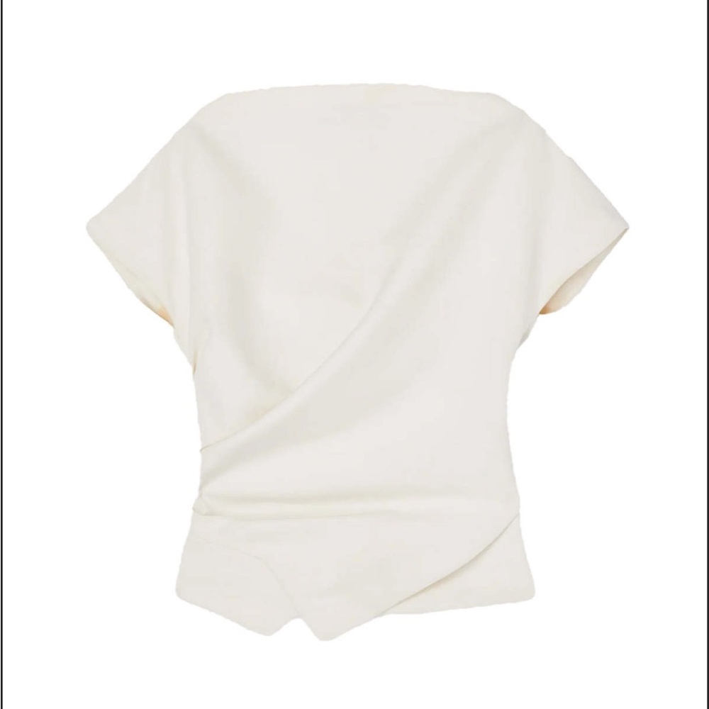 RÓHE Draped Wool Lapel Top In Ivory